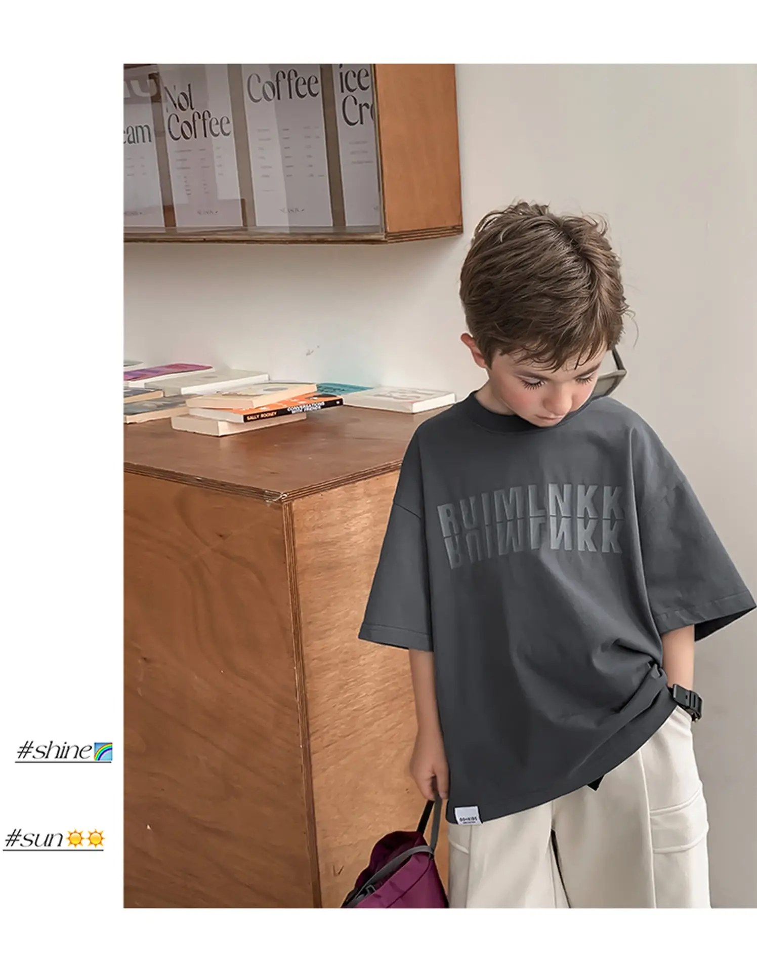 2025 Boys Short Sleeve T-Shirt Beige Casual Summer — feature 30