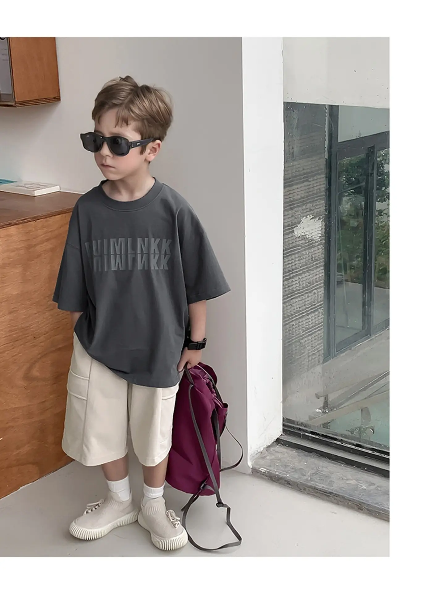 2025 Boys Short Sleeve T-Shirt Beige Casual Summer — feature 33