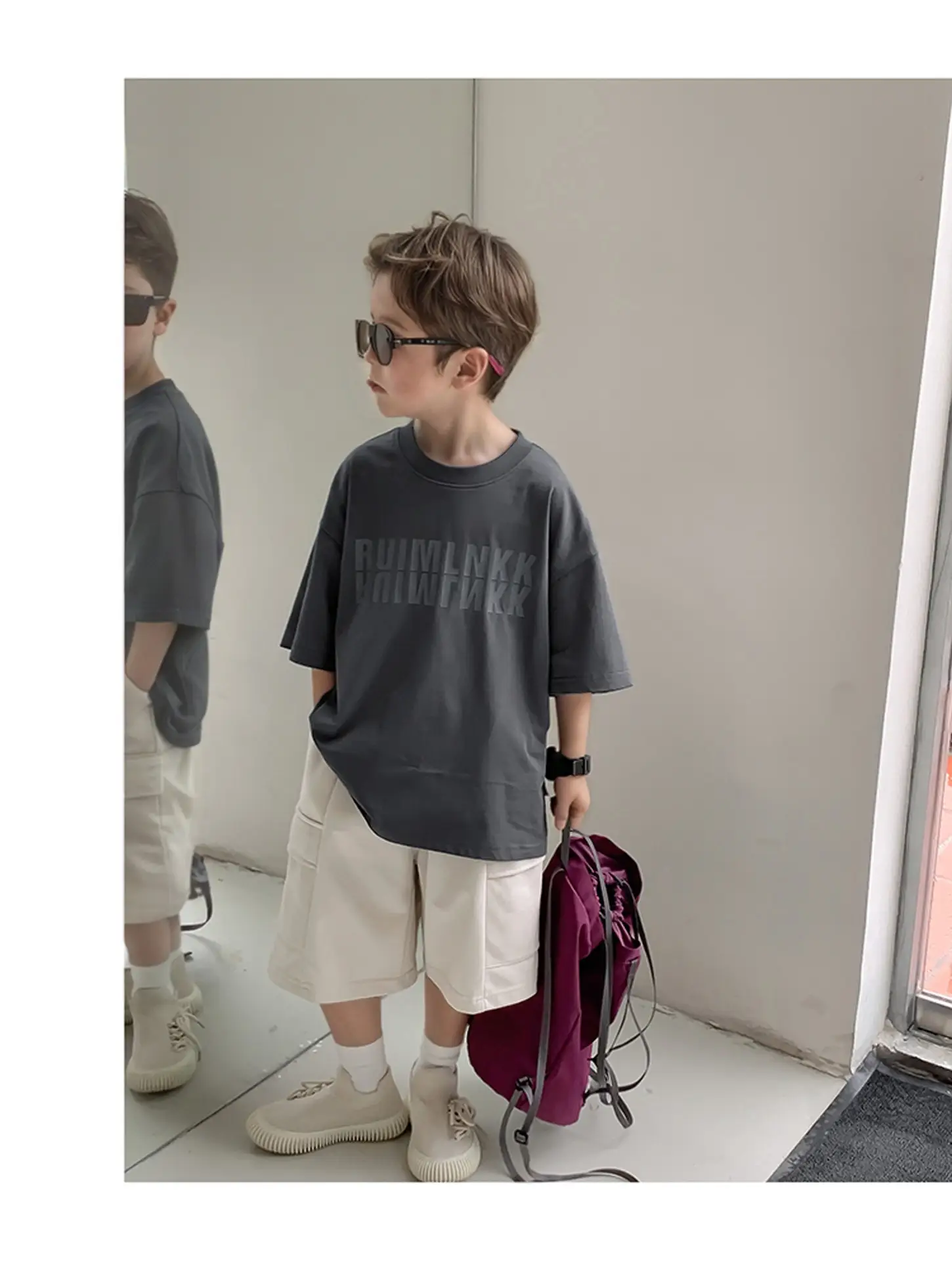 2025 Boys Short Sleeve T-Shirt Beige Casual Summer — feature 34