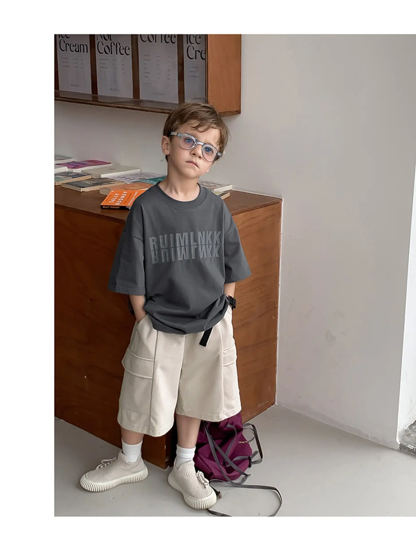 2025 Boys Short Sleeve T-Shirt Beige Casual Summer — feature 36