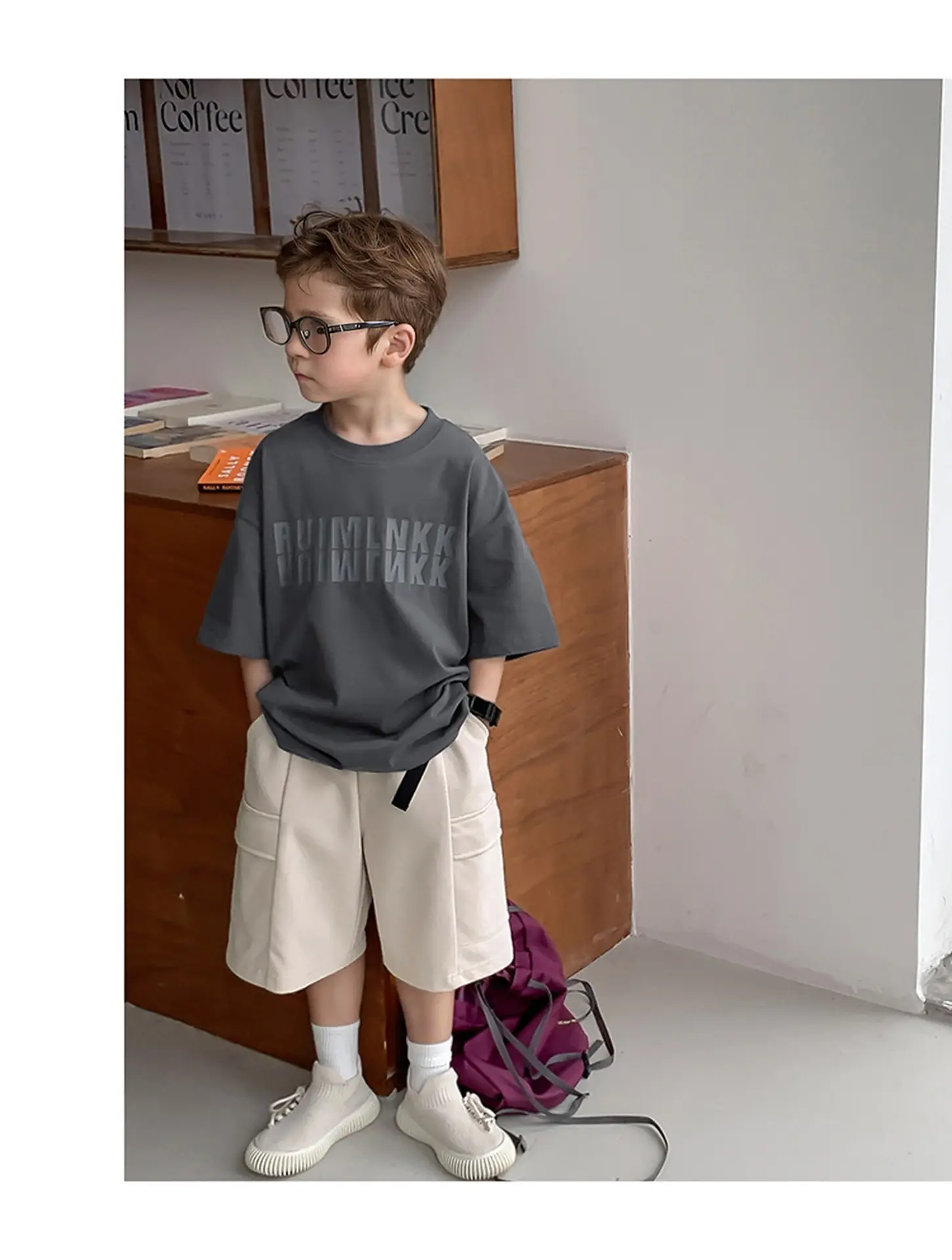 2025 Boys Short Sleeve T-Shirt Beige Casual Summer — feature 38