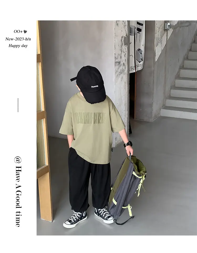 2025 Boys Short Sleeve T-Shirt Beige Casual Summer — feature 49