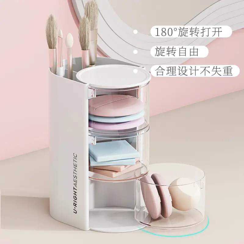 Two-in-one Makeup Brush Storage Box White 24x60cm