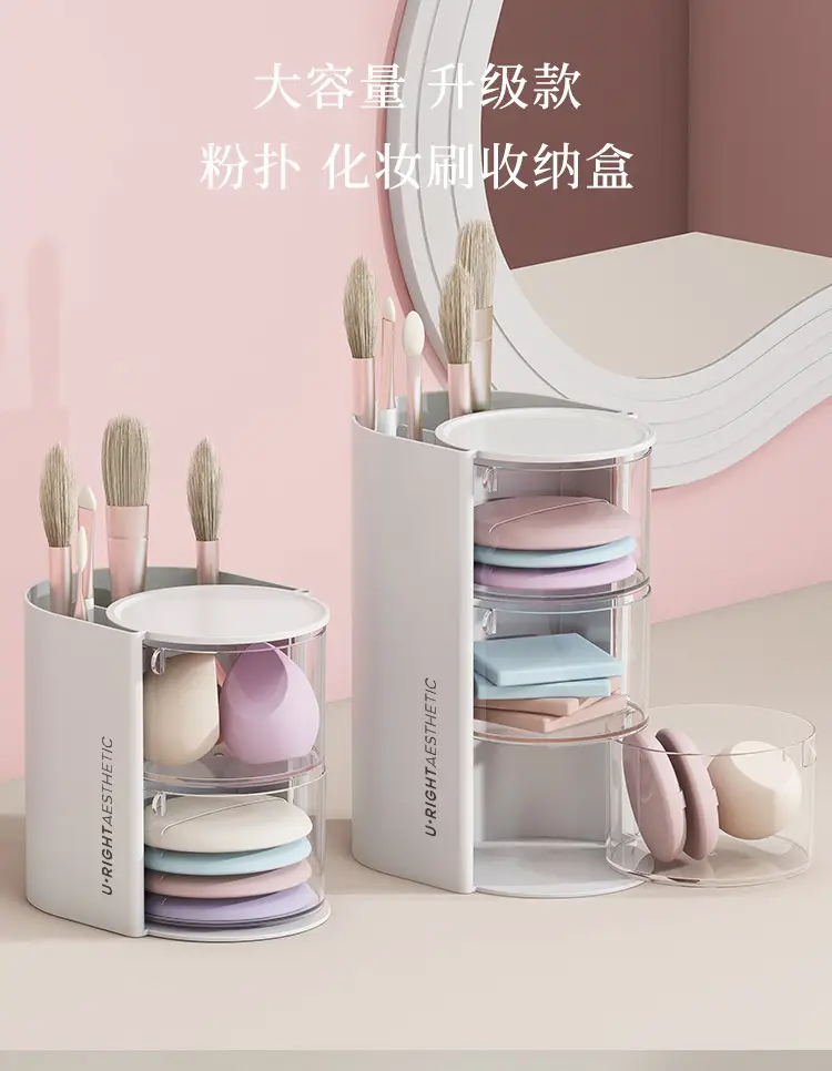 Two-in-one Makeup Brush Storage Box White 24x60cm — feature 2
