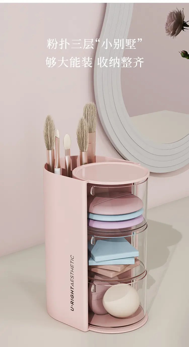 Two-in-one Makeup Brush Storage Box White 24x60cm — feature 4