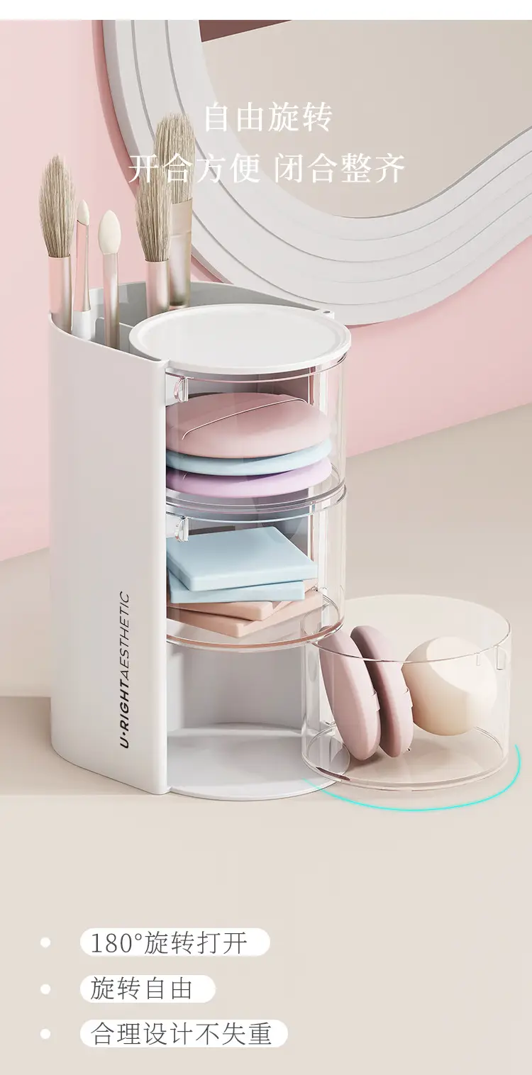 Two-in-one Makeup Brush Storage Box White 24x60cm — feature 7