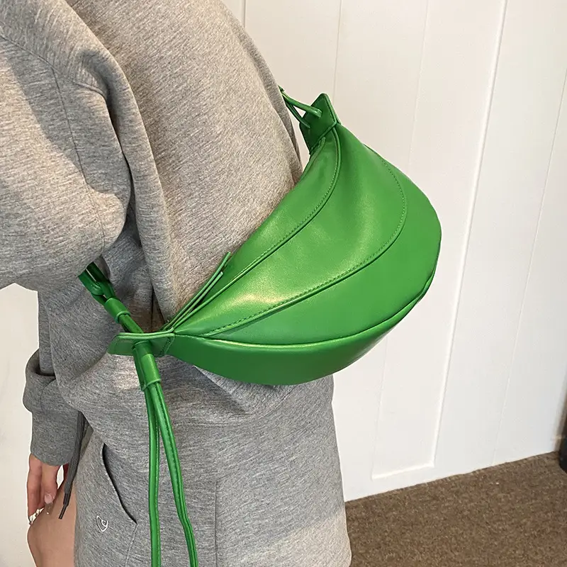 White Crossbody Bag for Women with Drawstring Strap