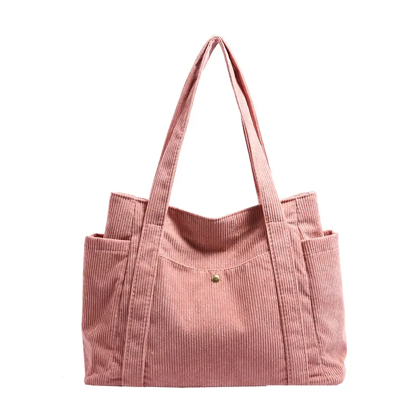 Women Striped Flannel Shoulder Bag Brown 2024 - Image 9