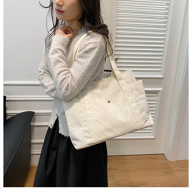 Women Striped Flannel Shoulder Bag Brown 2024 — feature 22