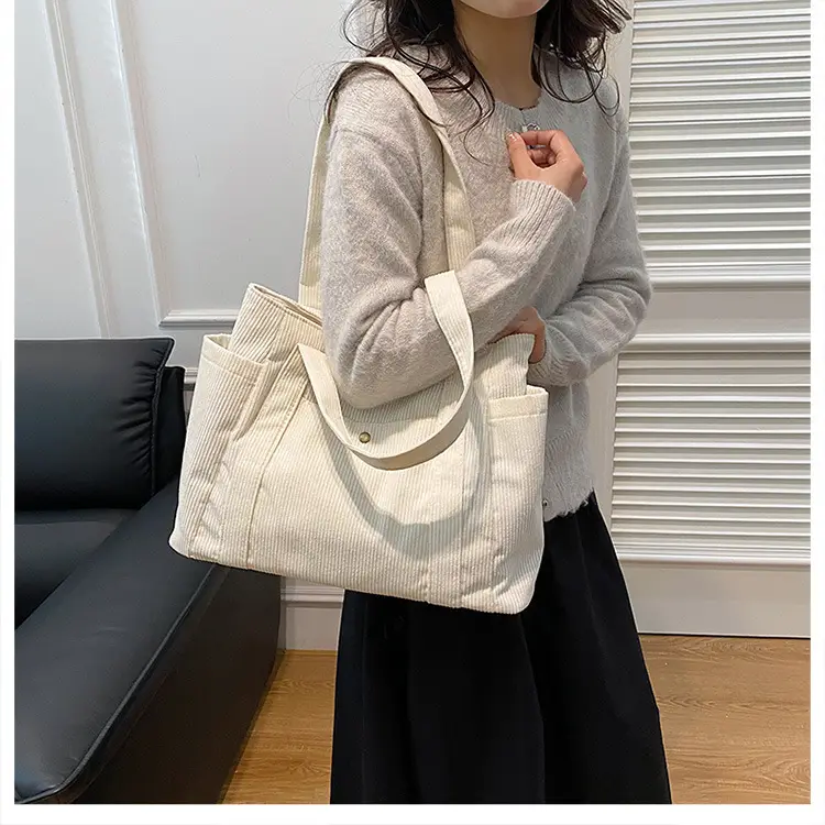 Women Striped Flannel Shoulder Bag Brown 2024 — feature 24