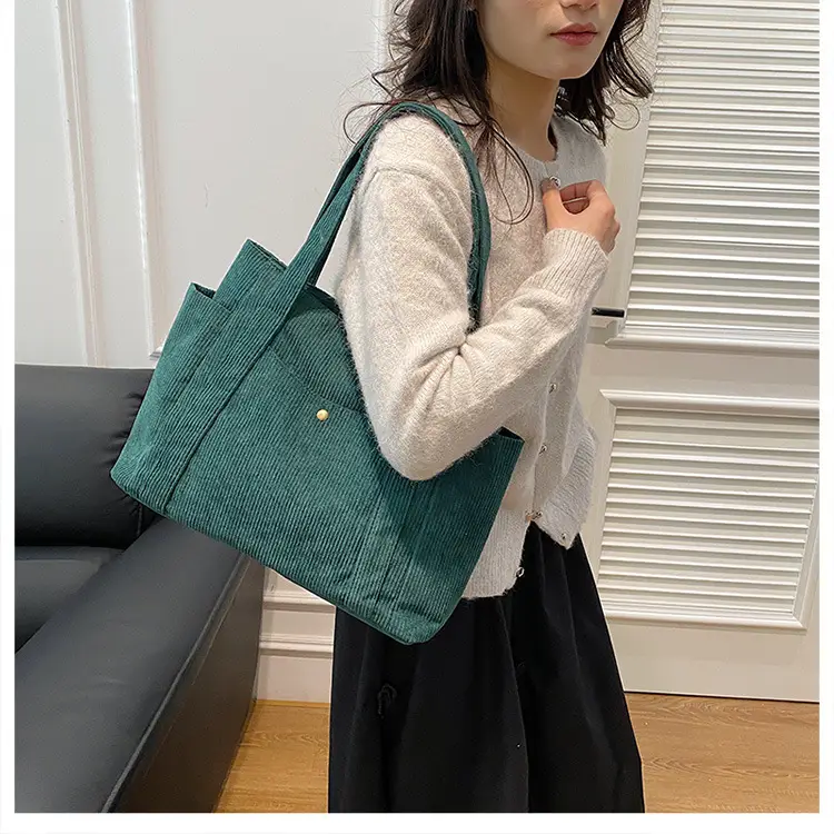 Women Striped Flannel Shoulder Bag Brown 2024 — feature 27