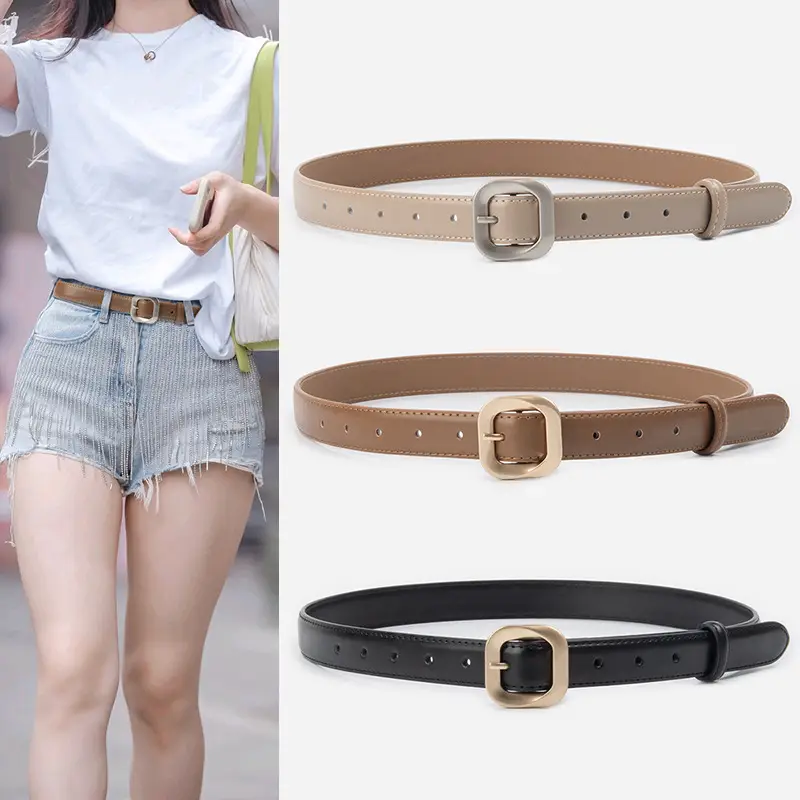 Women's Cross-Country Genuine Leather Belt Beige - Image 19