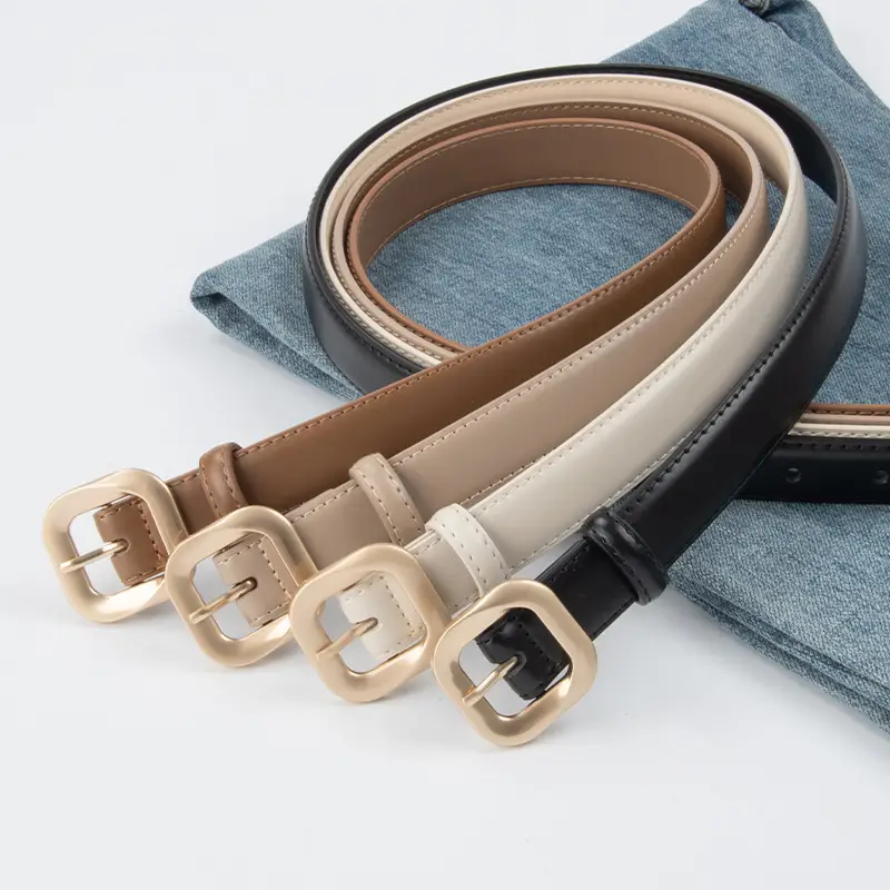 Women's Cross-Country Genuine Leather Belt Beige - Image 20