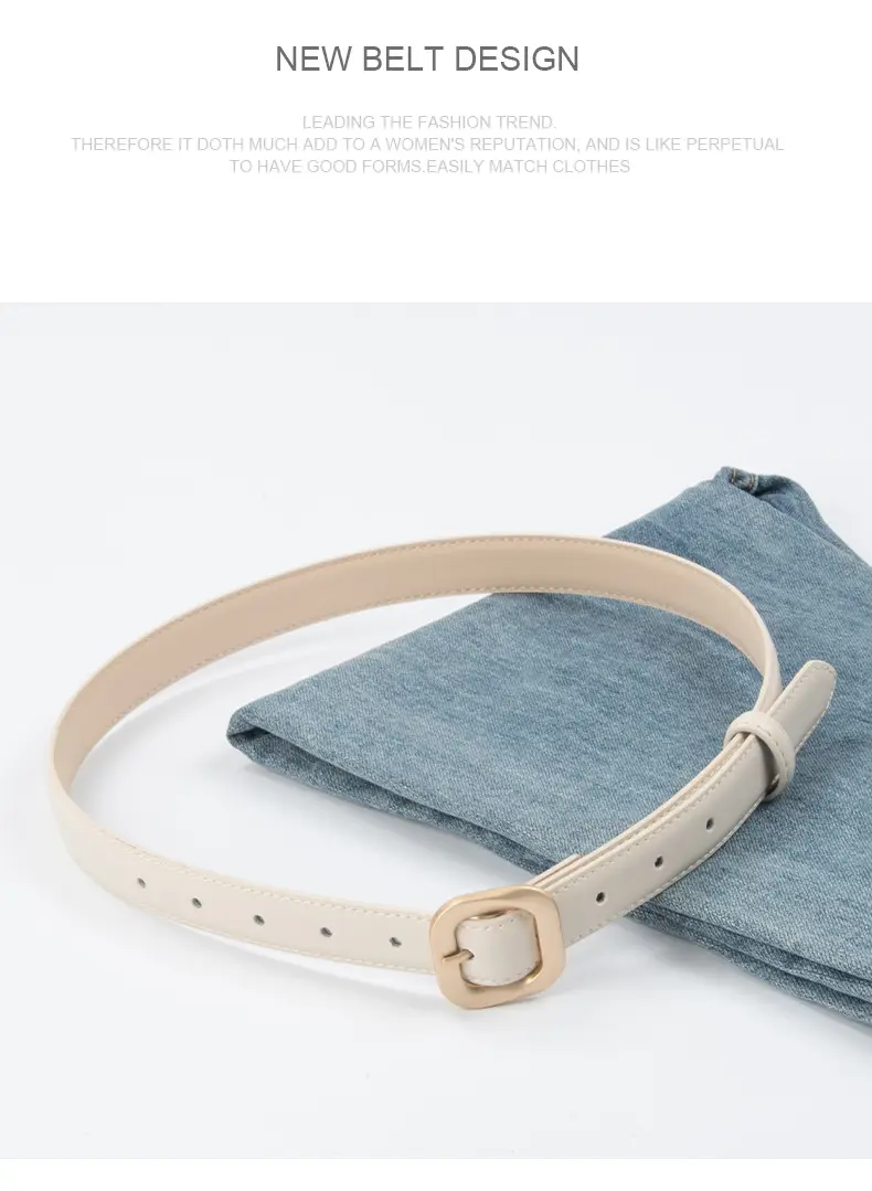 Women's Cross-Country Genuine Leather Belt Beige β feature 11