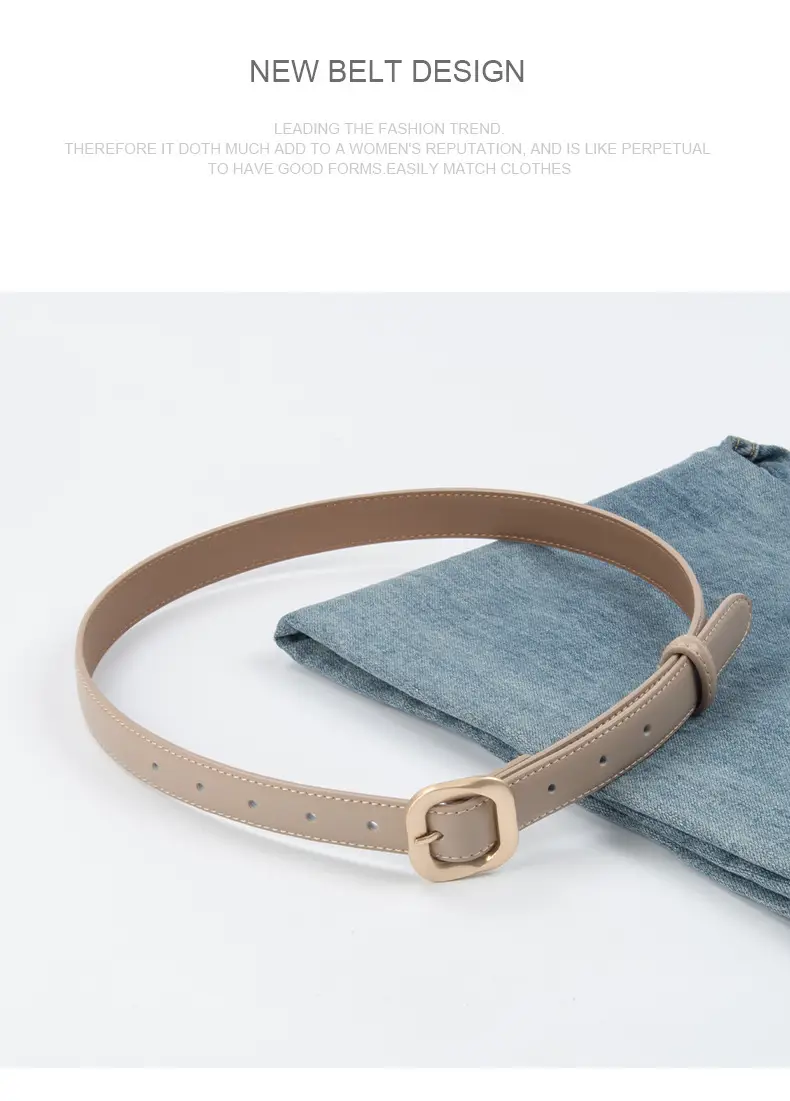 Women's Cross-Country Genuine Leather Belt Beige β feature 13