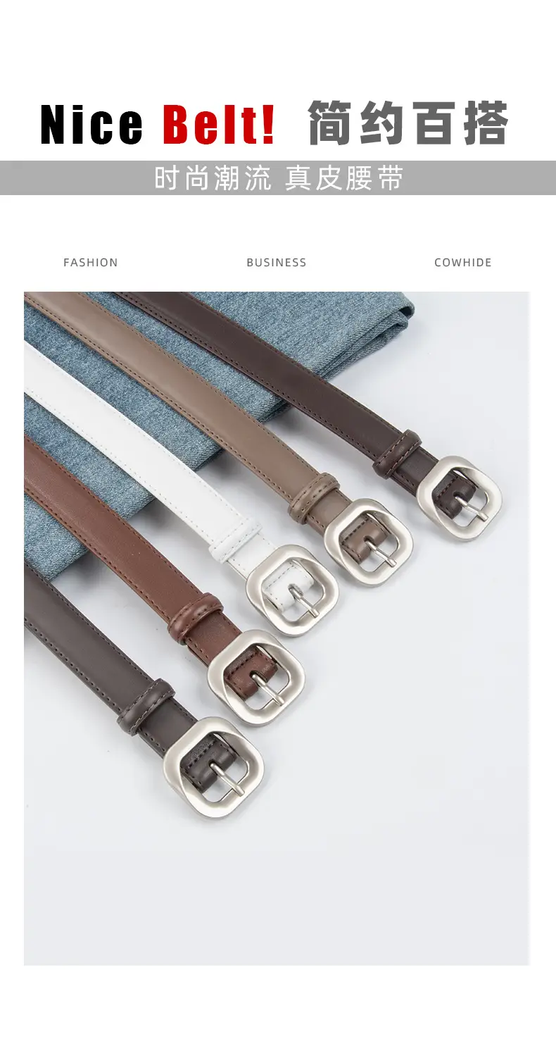 Women's Cross-Country Genuine Leather Belt Beige β feature 4