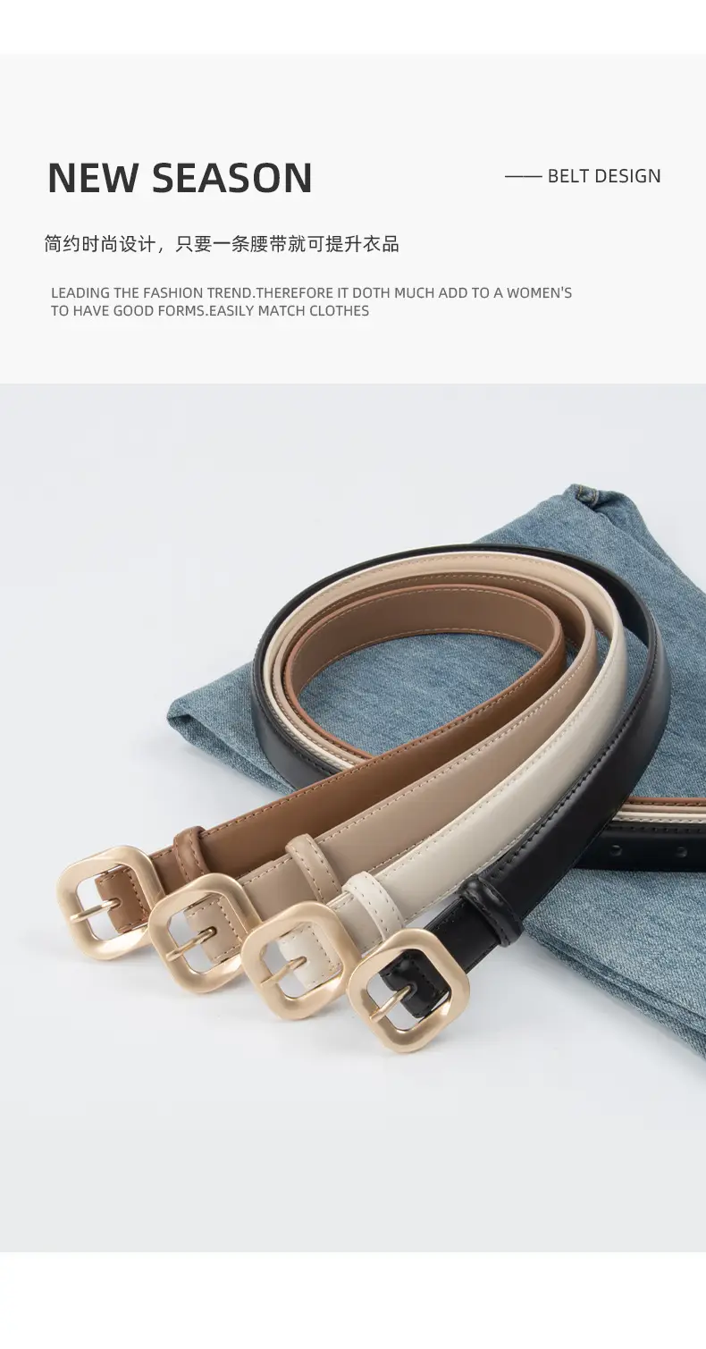 Women's Cross-Country Genuine Leather Belt Beige β feature 5