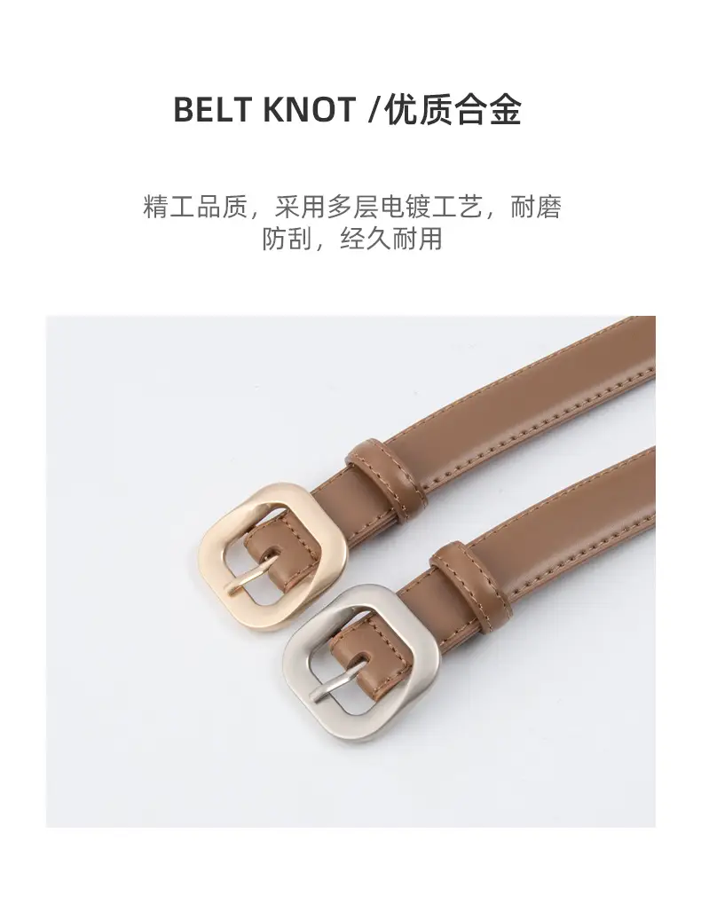 Women's Cross-Country Genuine Leather Belt Beige β feature 7