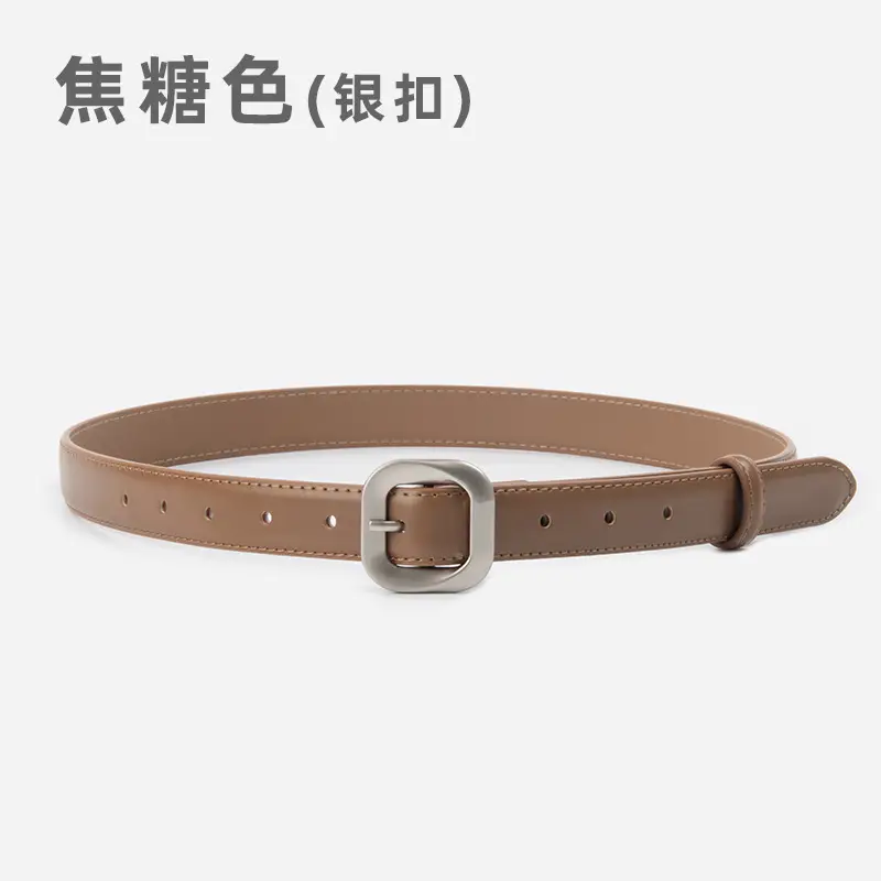 Women's Cross-Country Genuine Leather Belt Beige - Image 11
