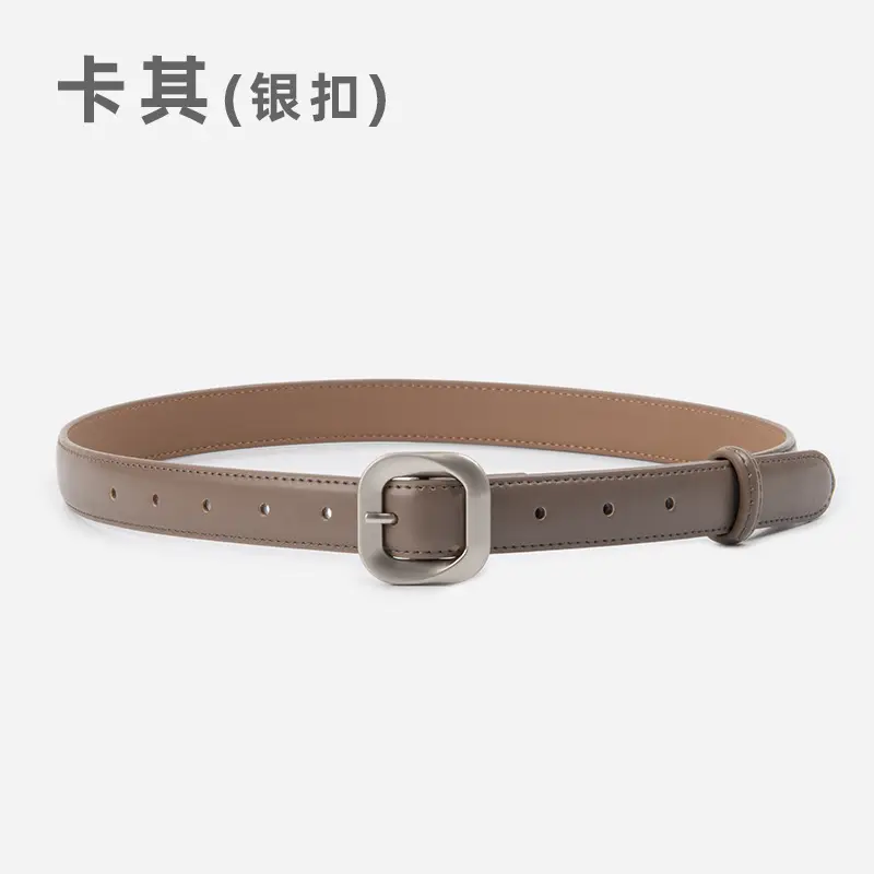 Women's Cross-Country Genuine Leather Belt Beige - Image 15