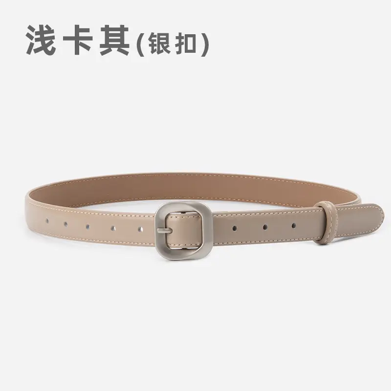 Women's Cross-Country Genuine Leather Belt Beige - Image 16