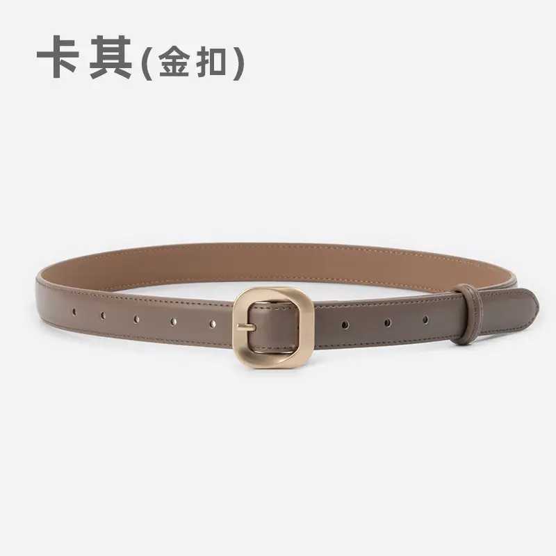 Women's Cross-Country Genuine Leather Belt Beige - Image 6