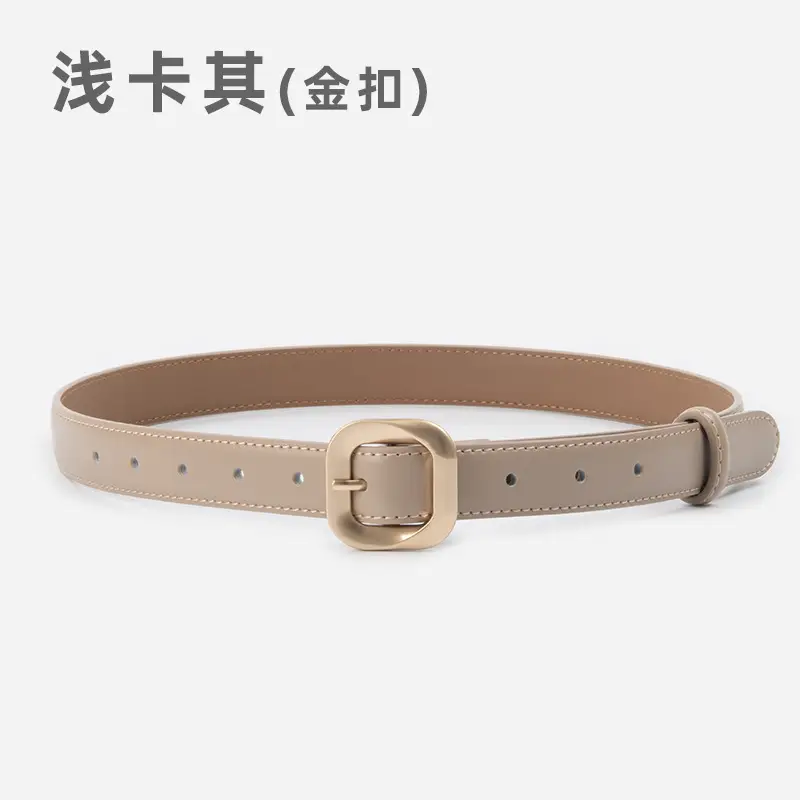 Women's Cross-Country Genuine Leather Belt Beige - Image 7