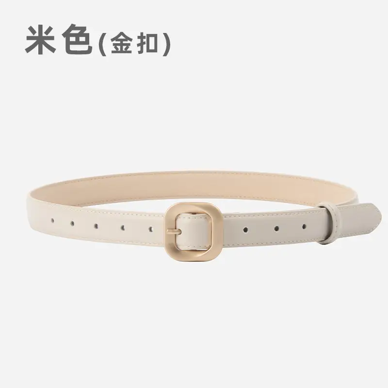 Women's Cross-Country Genuine Leather Belt Beige - Image 9