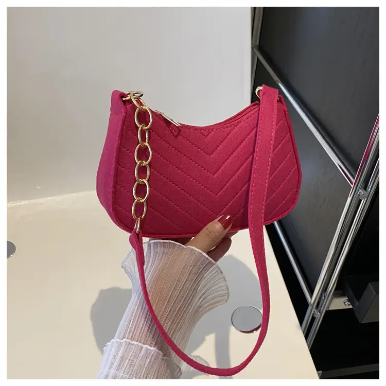 Women's Felt Chain Shoulder Bag Candy Color