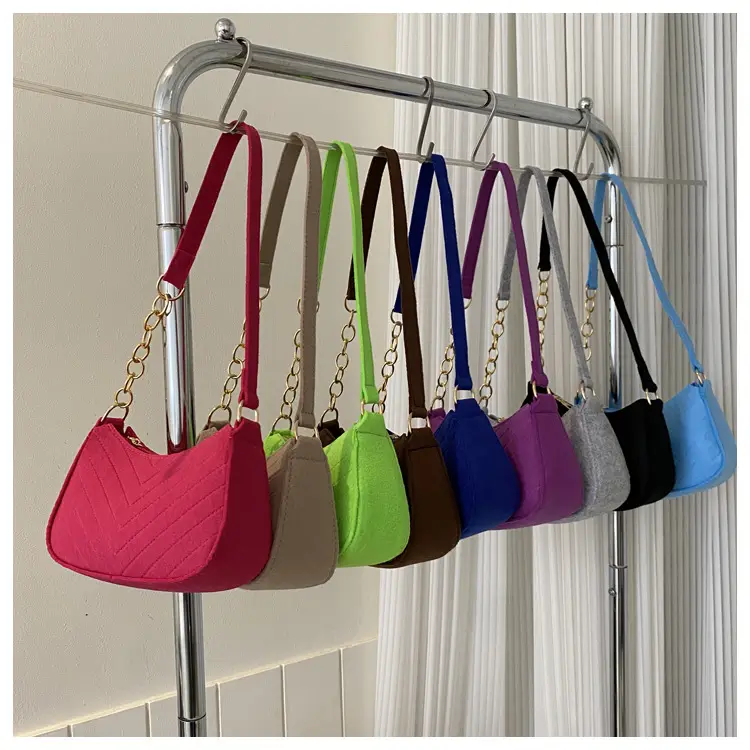 Women's Felt Chain Shoulder Bag Candy Color