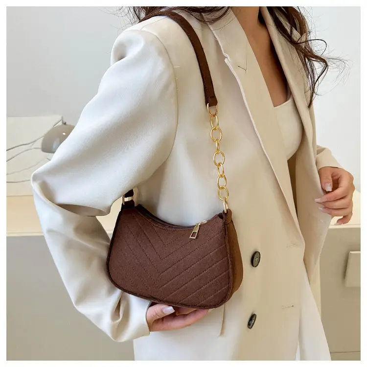 Women's Felt Chain Shoulder Bag Candy Color