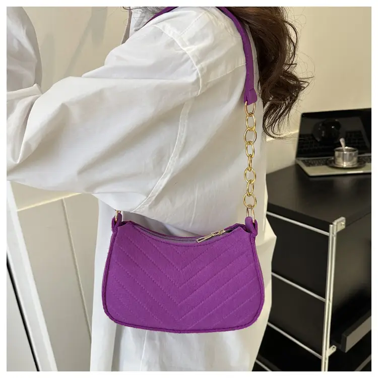 Women's Felt Chain Shoulder Bag Candy Color