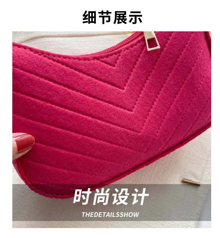 Women's Felt Chain Shoulder Bag Candy Color — feature 4