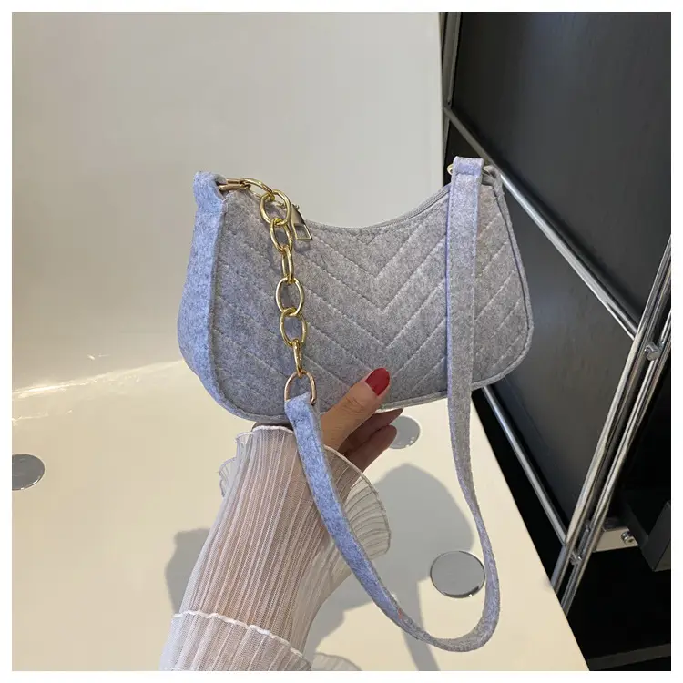 Women's Felt Chain Shoulder Bag Candy Color