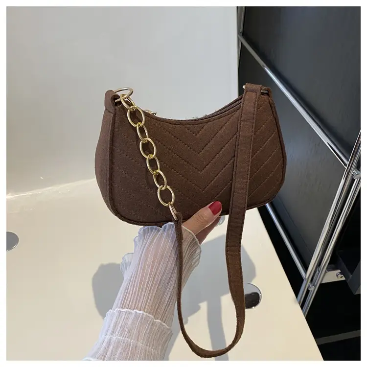 Women's Felt Chain Shoulder Bag Candy Color