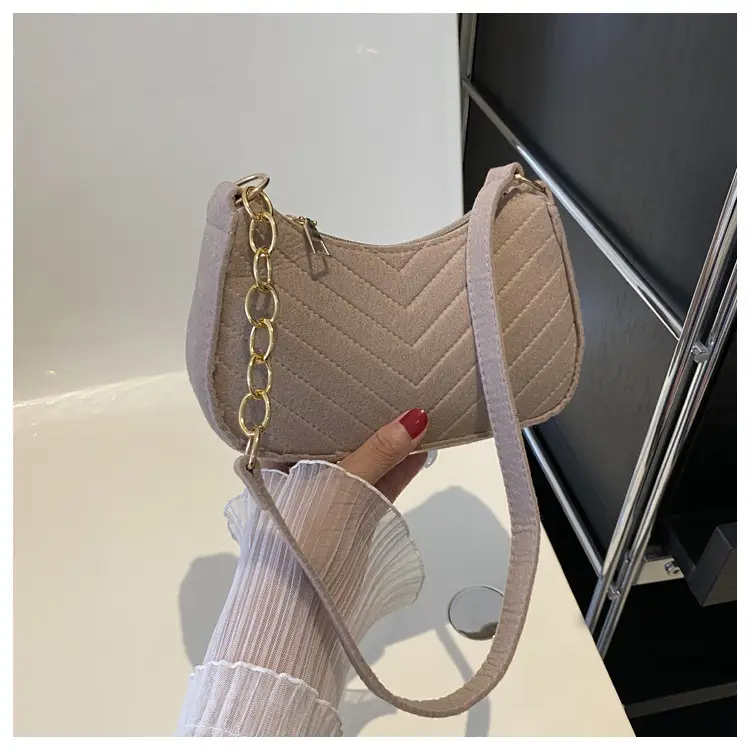 Women's Felt Chain Shoulder Bag Candy Color