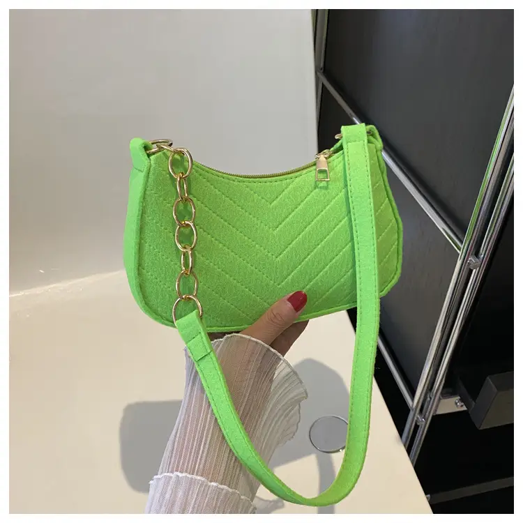 Women's Felt Chain Shoulder Bag Candy Color
