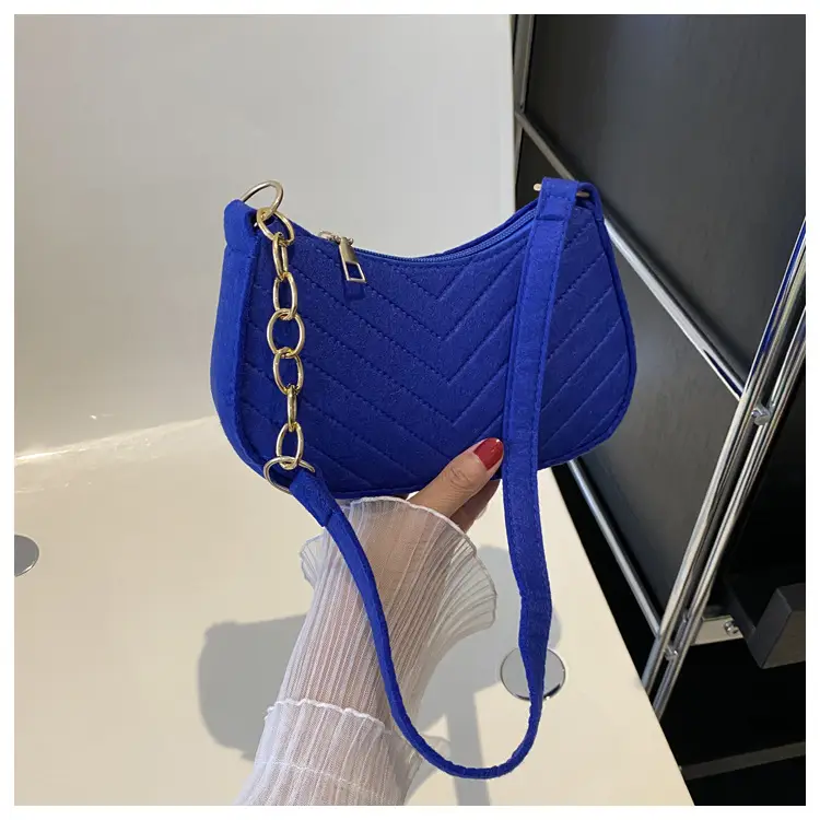 Women's Felt Chain Shoulder Bag Candy Color