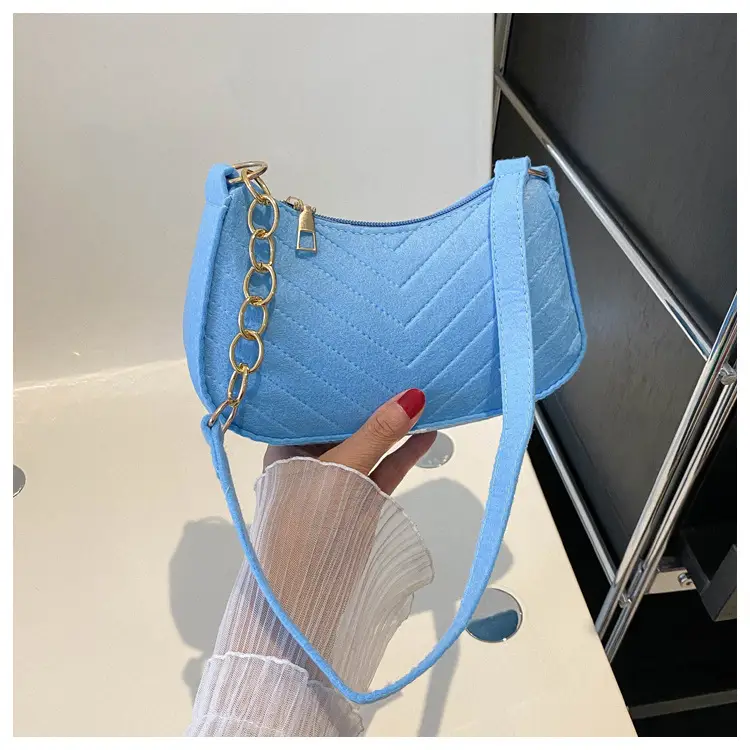 Women's Felt Chain Shoulder Bag Candy Color