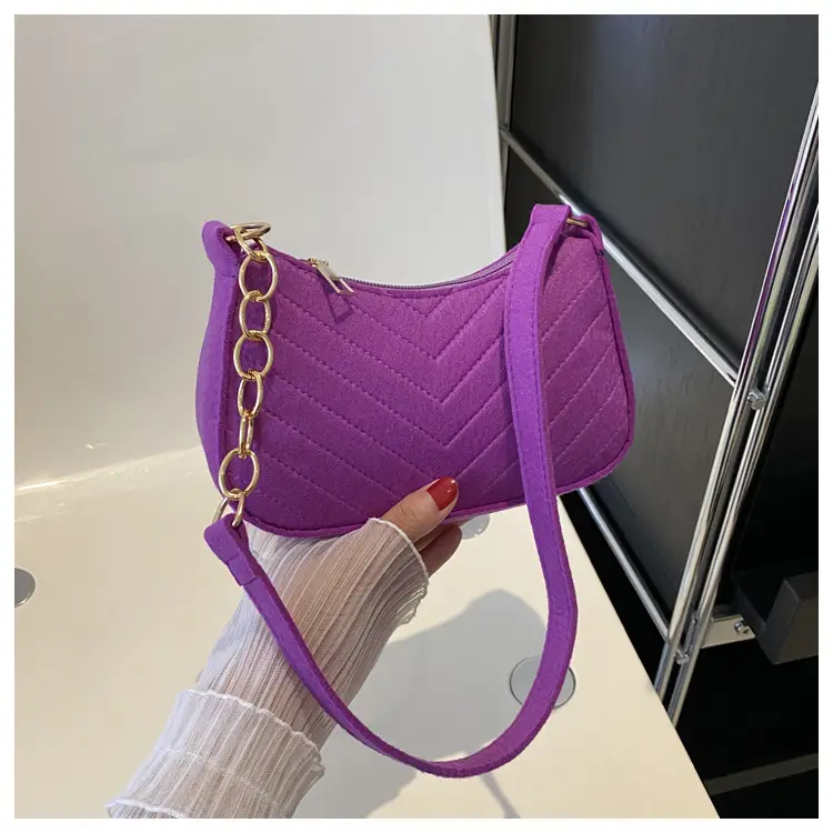 Women's Felt Chain Shoulder Bag Candy Color