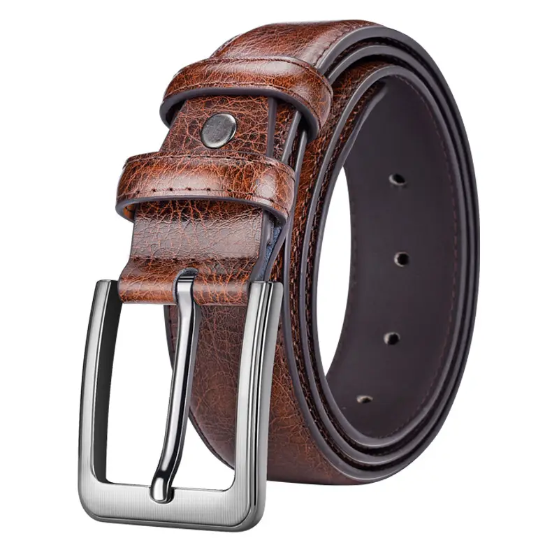 Men's Black Leather Belt with Silver Buckle - Image 9