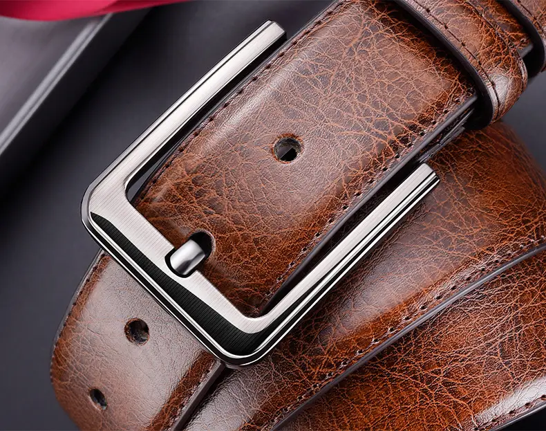 Men's Black Leather Belt with Silver Buckle — feature 20