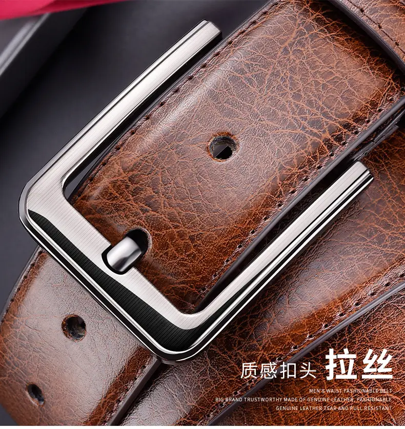Men's Black Leather Belt with Silver Buckle — feature 8