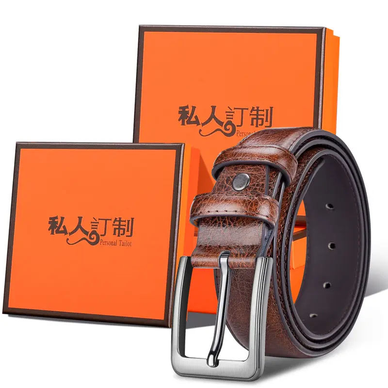 Men's Black Leather Belt with Silver Buckle - Image 3