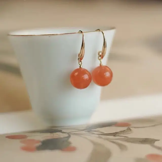Natural South Red Agate Earrings for Women