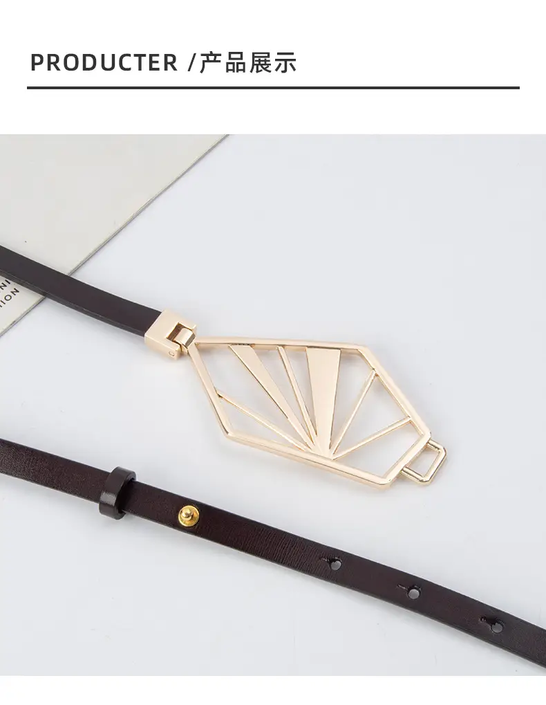 Black Geometric Gold Metal Belt for Women — feature 10