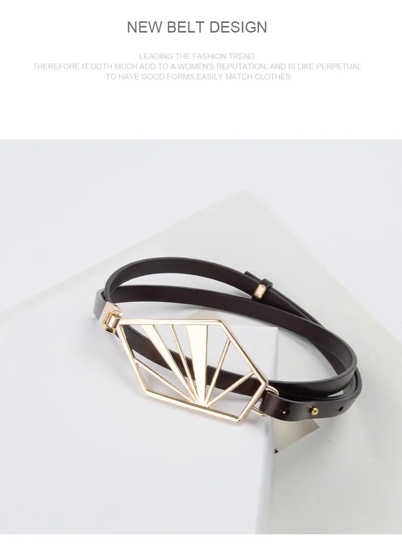 Black Geometric Gold Metal Belt for Women — feature 11