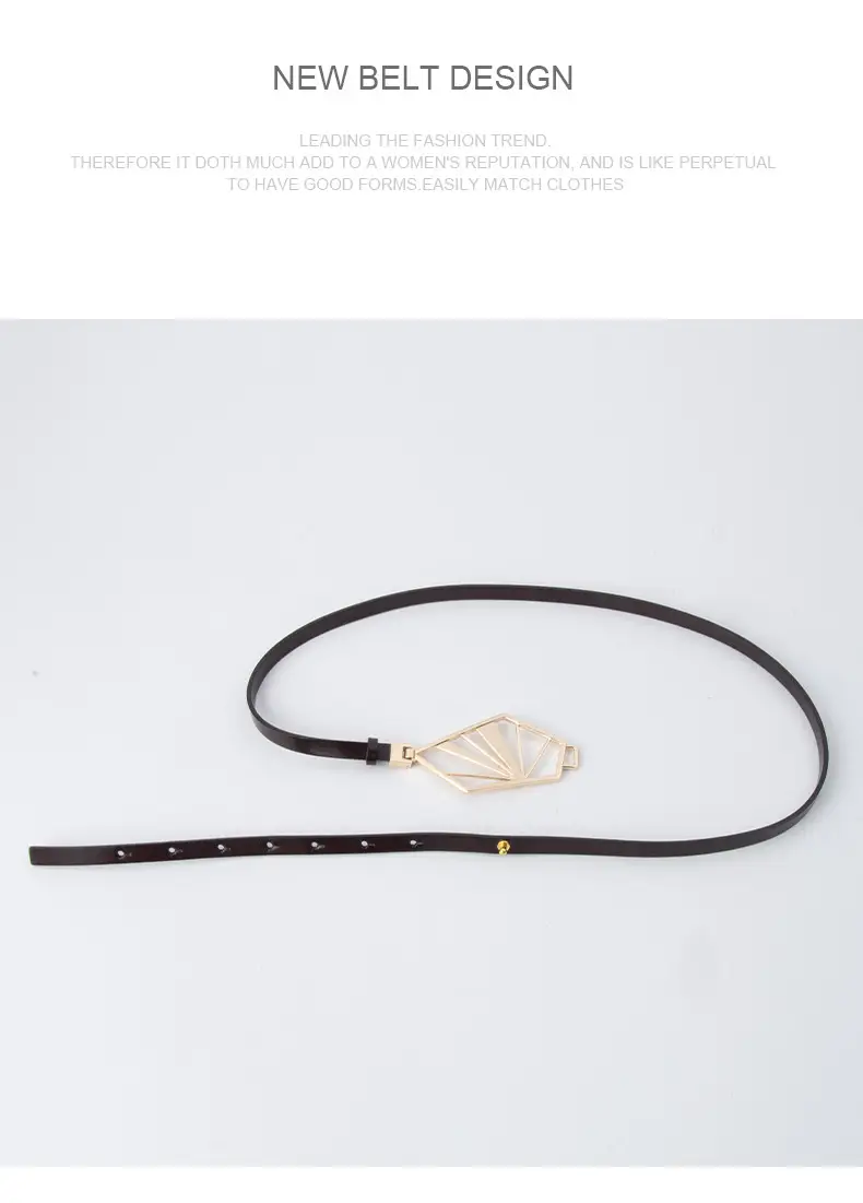 Black Geometric Gold Metal Belt for Women — feature 13
