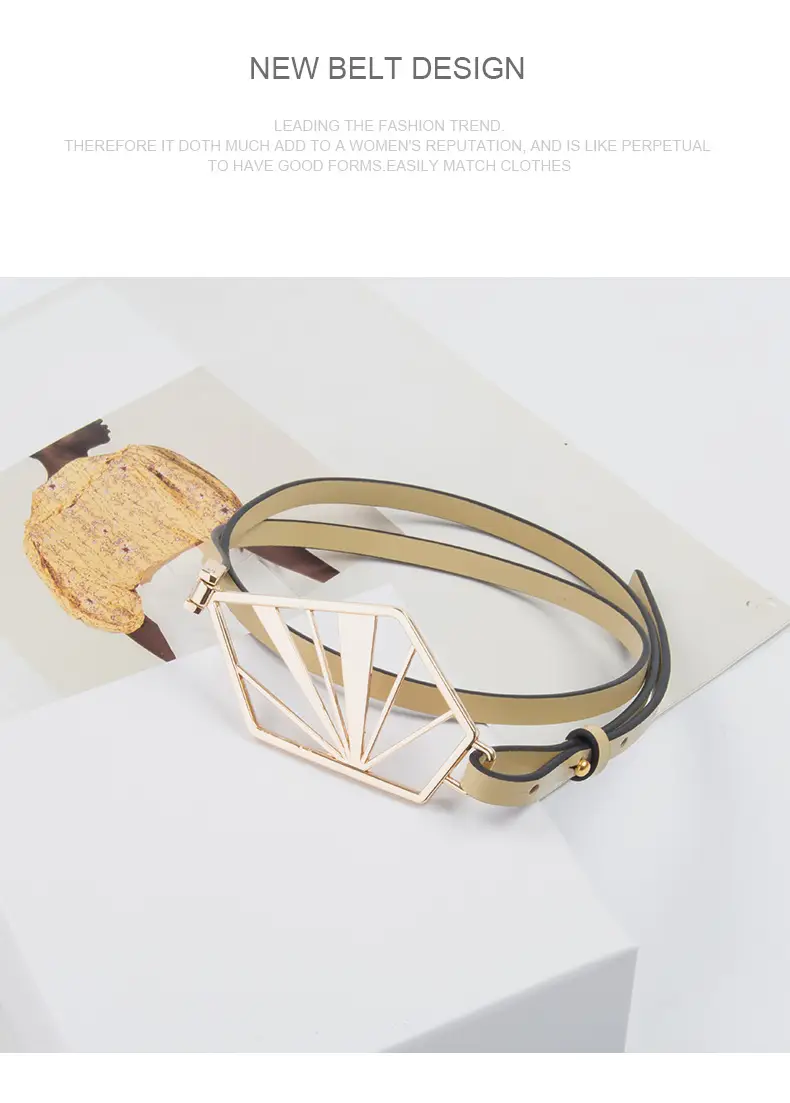Black Geometric Gold Metal Belt for Women — feature 14