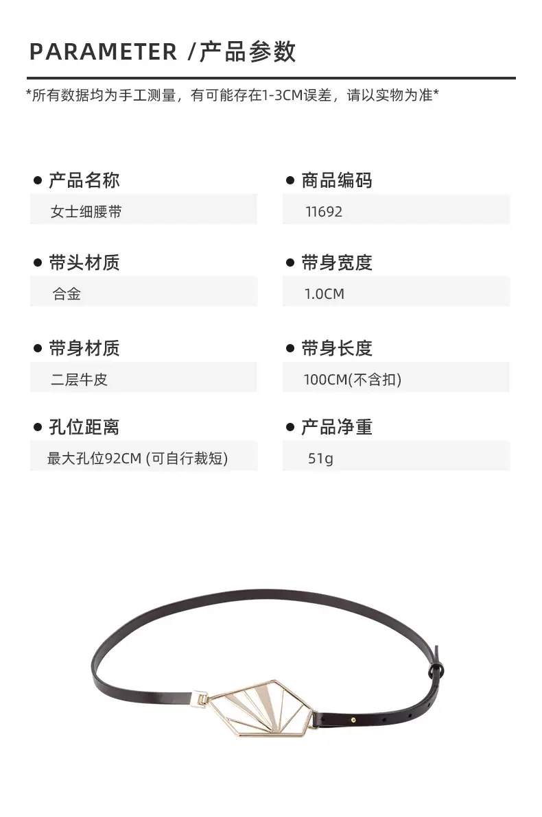 Black Geometric Gold Metal Belt for Women — feature 3